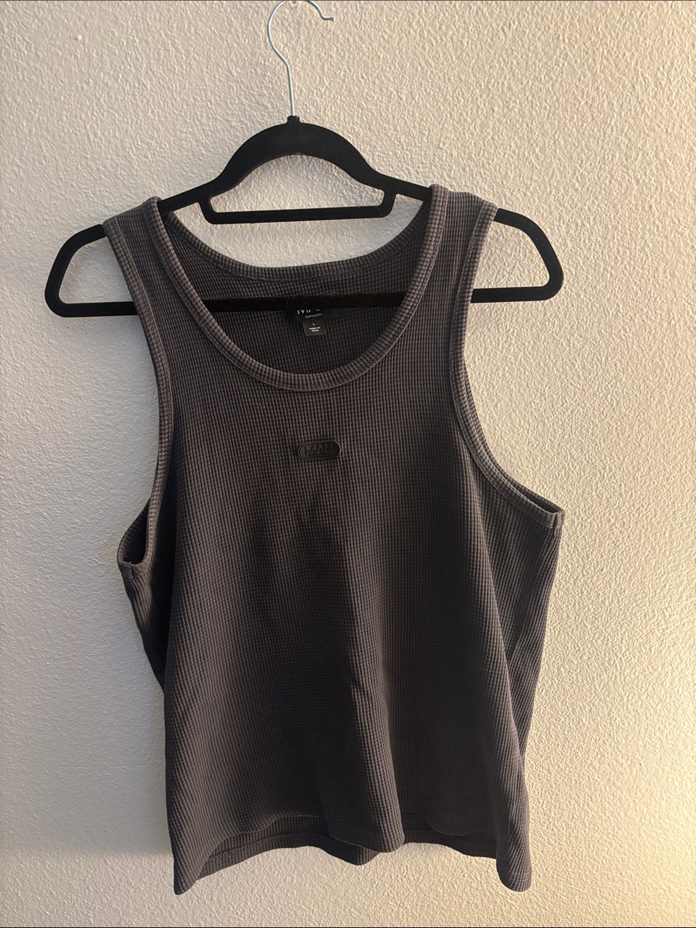 Boohoo Men's Waffle Tank Top — Charcoal Gray